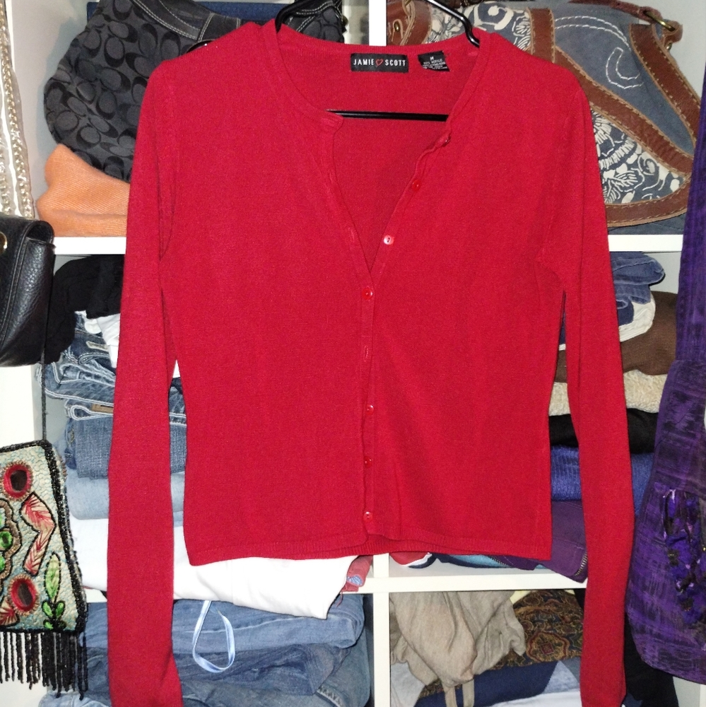 Jamie Scott red cardigan Medium